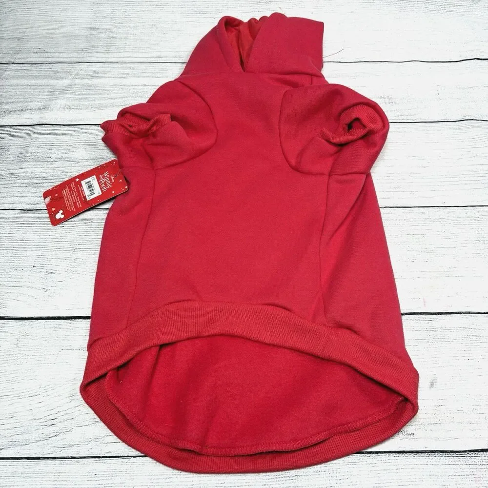 Disney Dog Sweater Sz L Winnie The Pooh Merry Christmas Red Pet Hoodie Holiday